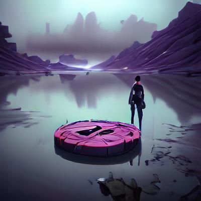 Rusty Coin in Eerie Purple Lake