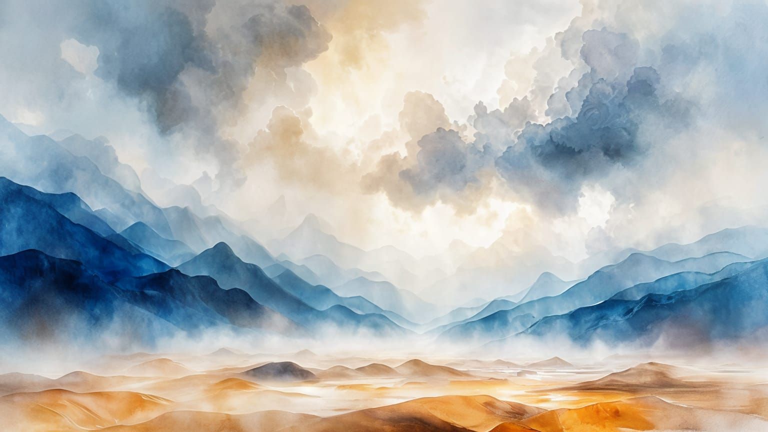 Dreamy Misty Desert Landscape in Celestial Light