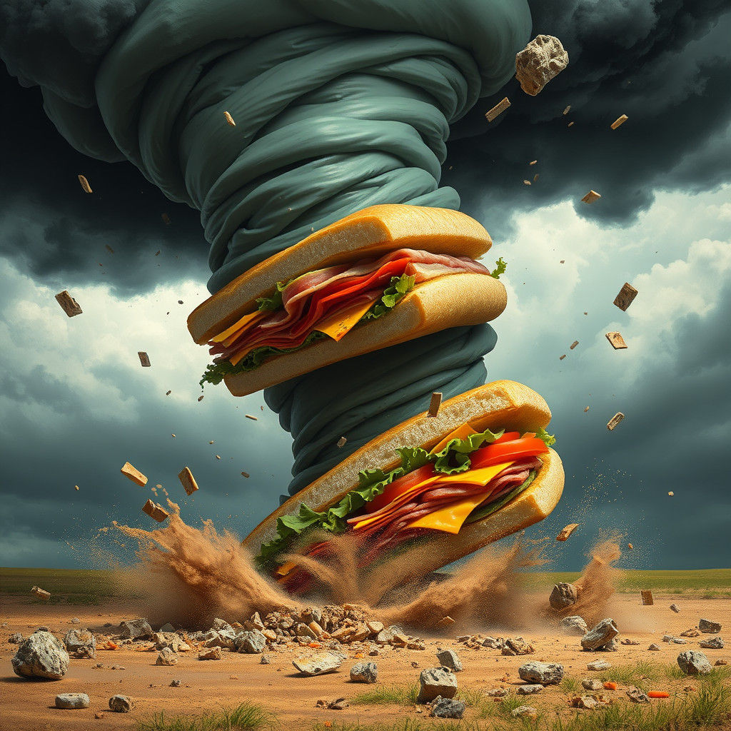 A Tornado Sweeps Away a Massive Subway Sandwich