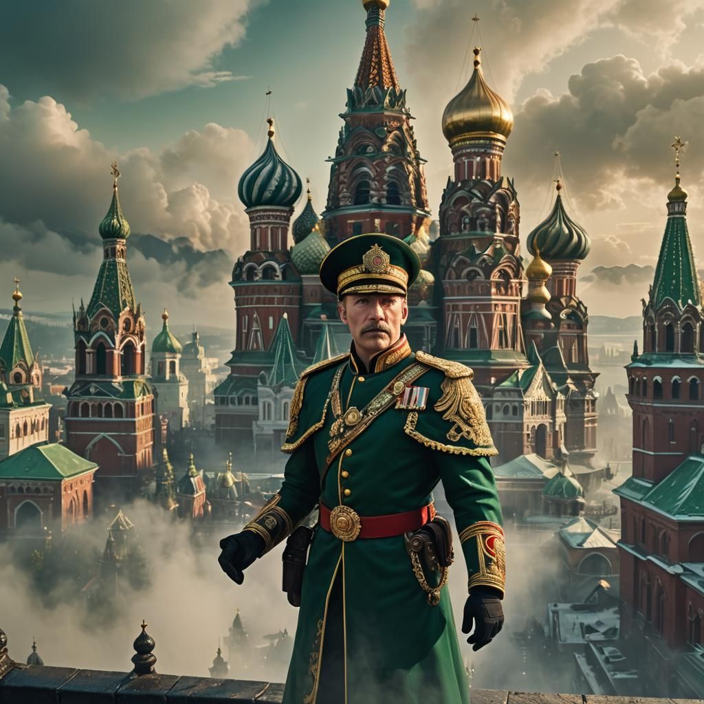 Heroic Russian Commander in Baroque Digital Painting