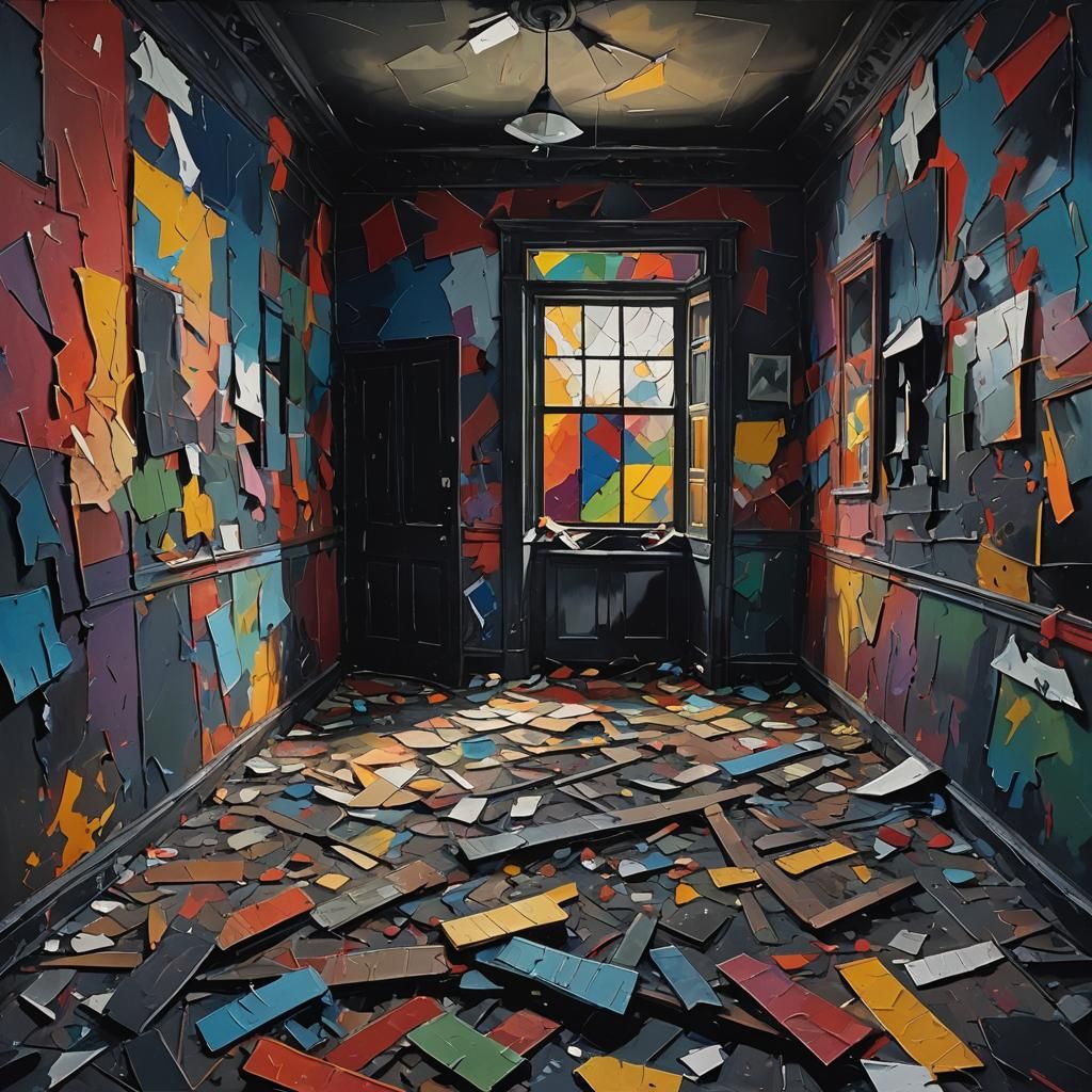 Abandoned Room in Neo-Impressionist Style with Vivid Colors