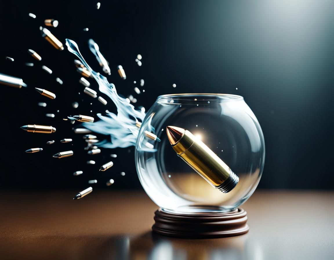 High-Speed Bullet Shatters Glass in Cinematic Style