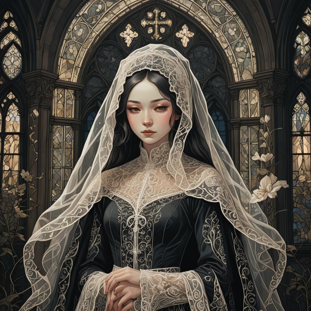 Ethereal Elizabethan Ghost in Gothic Illustration Style