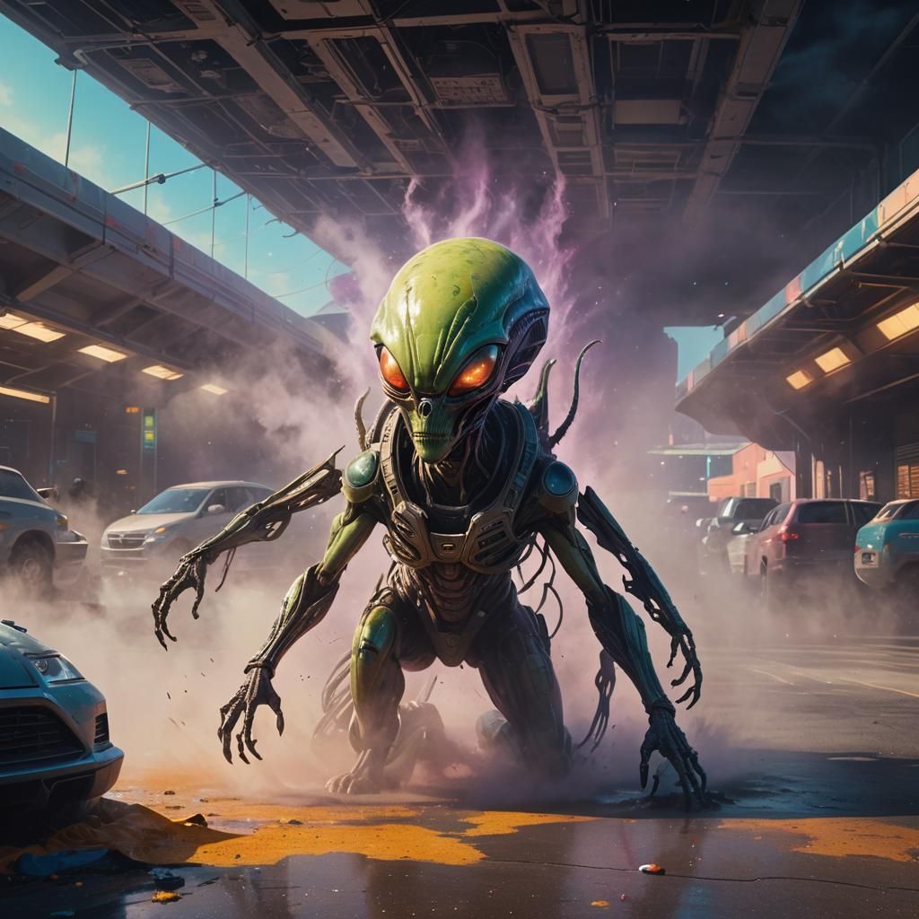 Alien in Parking Garage