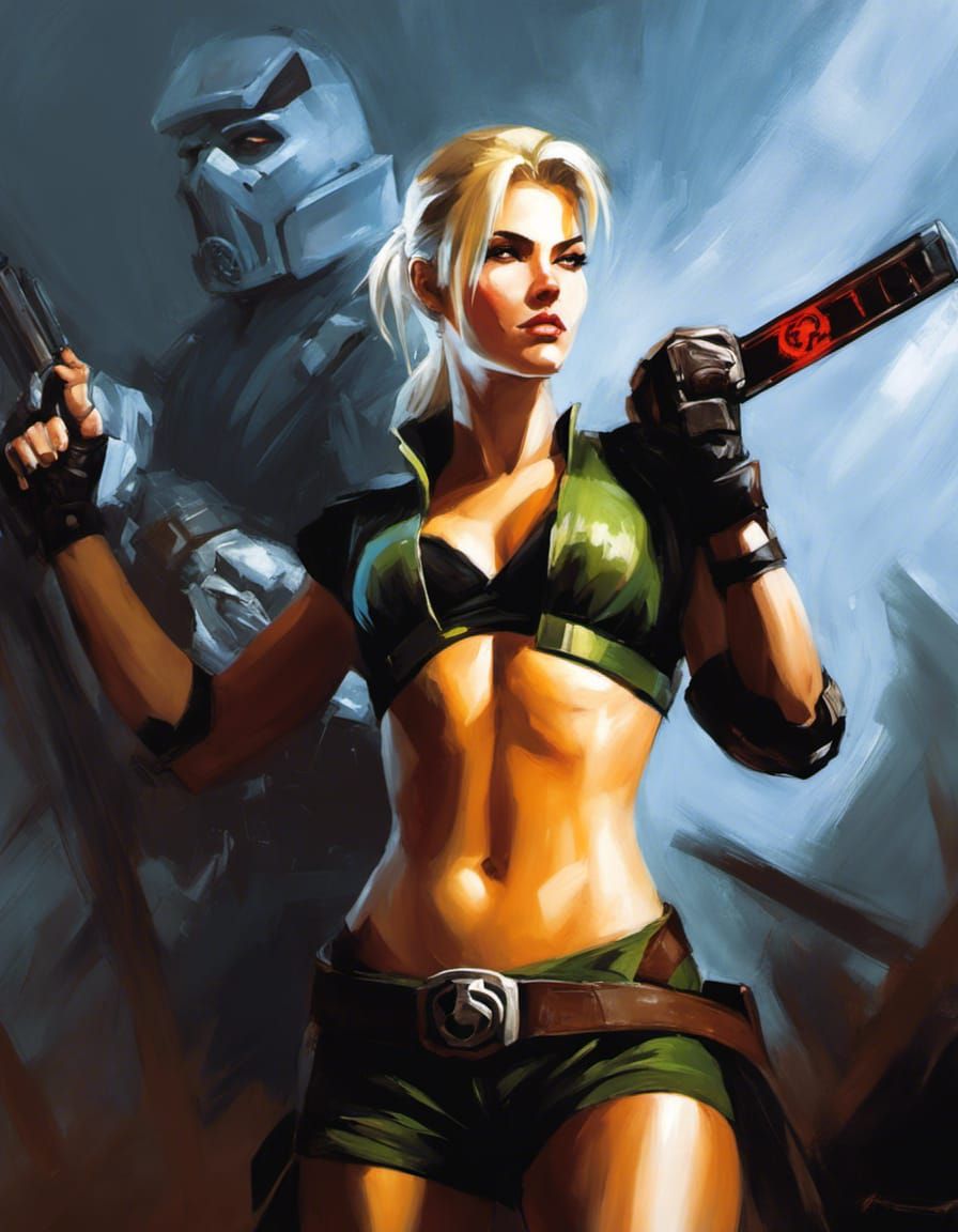 Sonya Blade Acrylic Painting from Mortal Kombat
