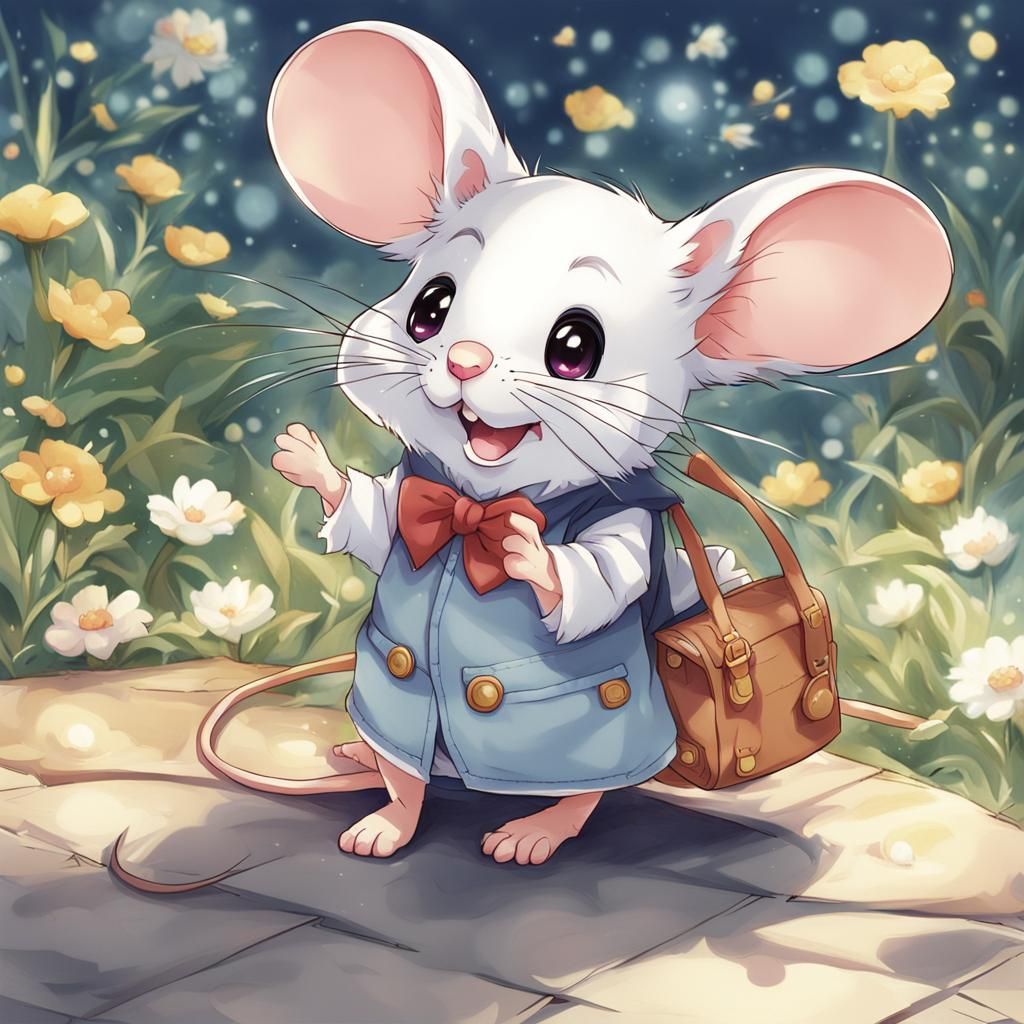 Cute Mouse in Anime Key Visual Style