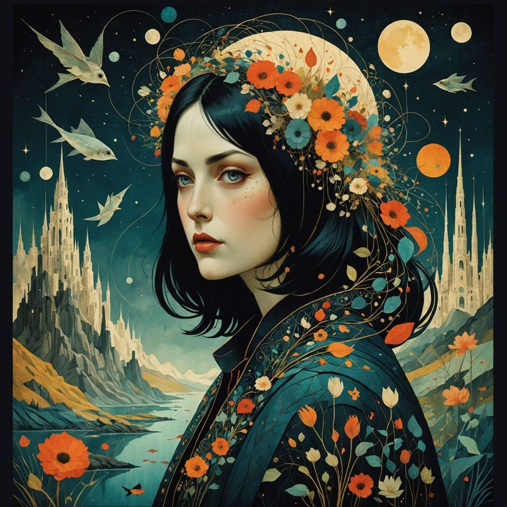 Whimsical Fantasy Portrait in Ultra-Detailed Poster Art Styl...