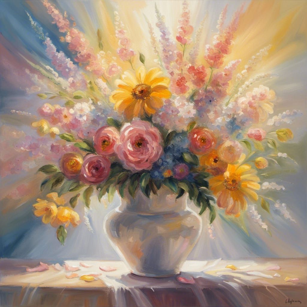 Impressionist Still Life: Flowers in Heavenly Light