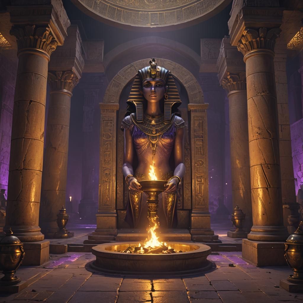 Cleopatra's Tomb at Night: a Dark Fantasy Concept Art