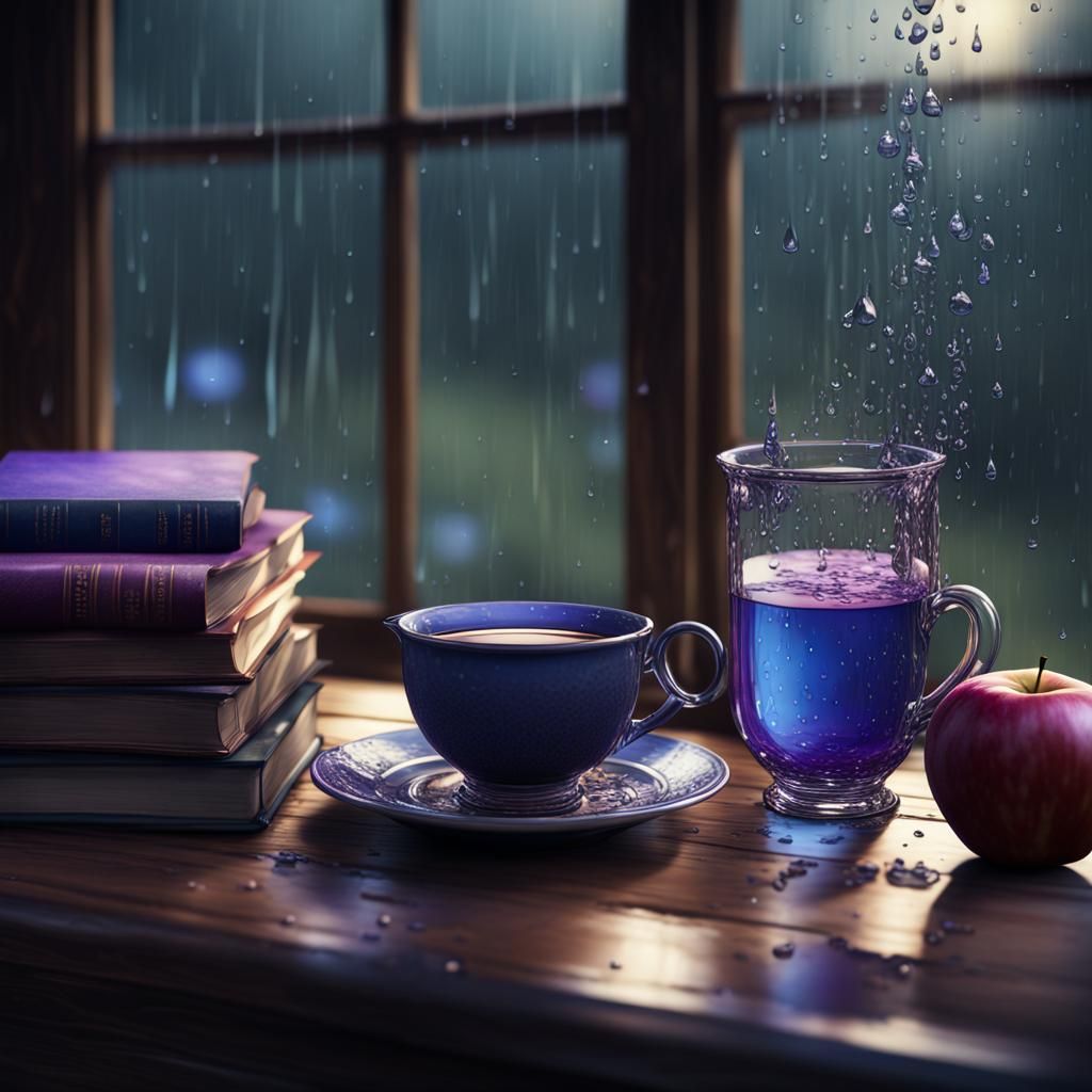 Blue and Purple Tea Cup Still Life