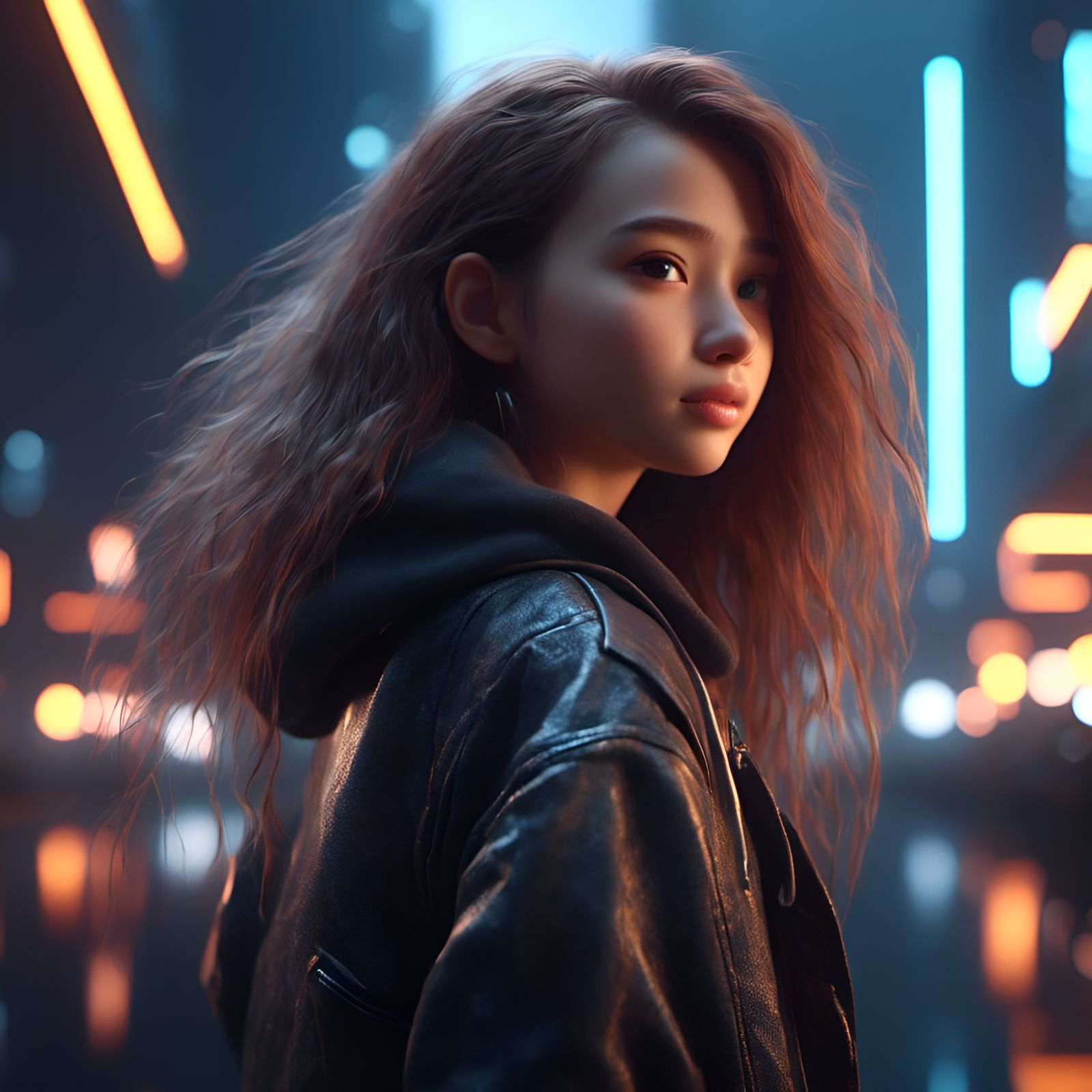 Cyberpunk Girl in 3D Style