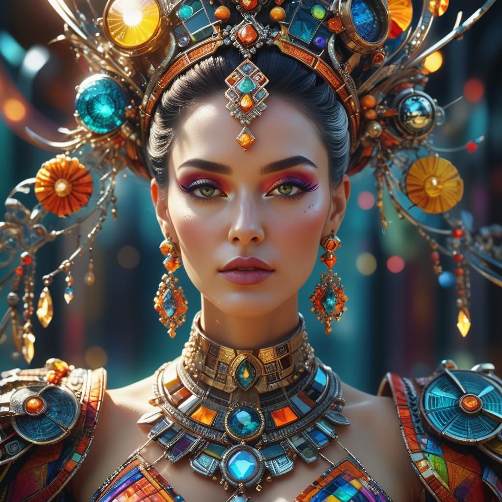 Futuristic Woman Portrait in Fantasy Art Style
