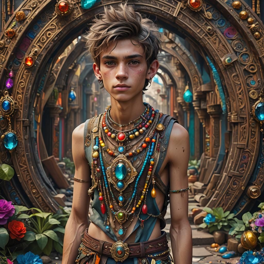 Hyperrealistic Teen with Intricate Jewels