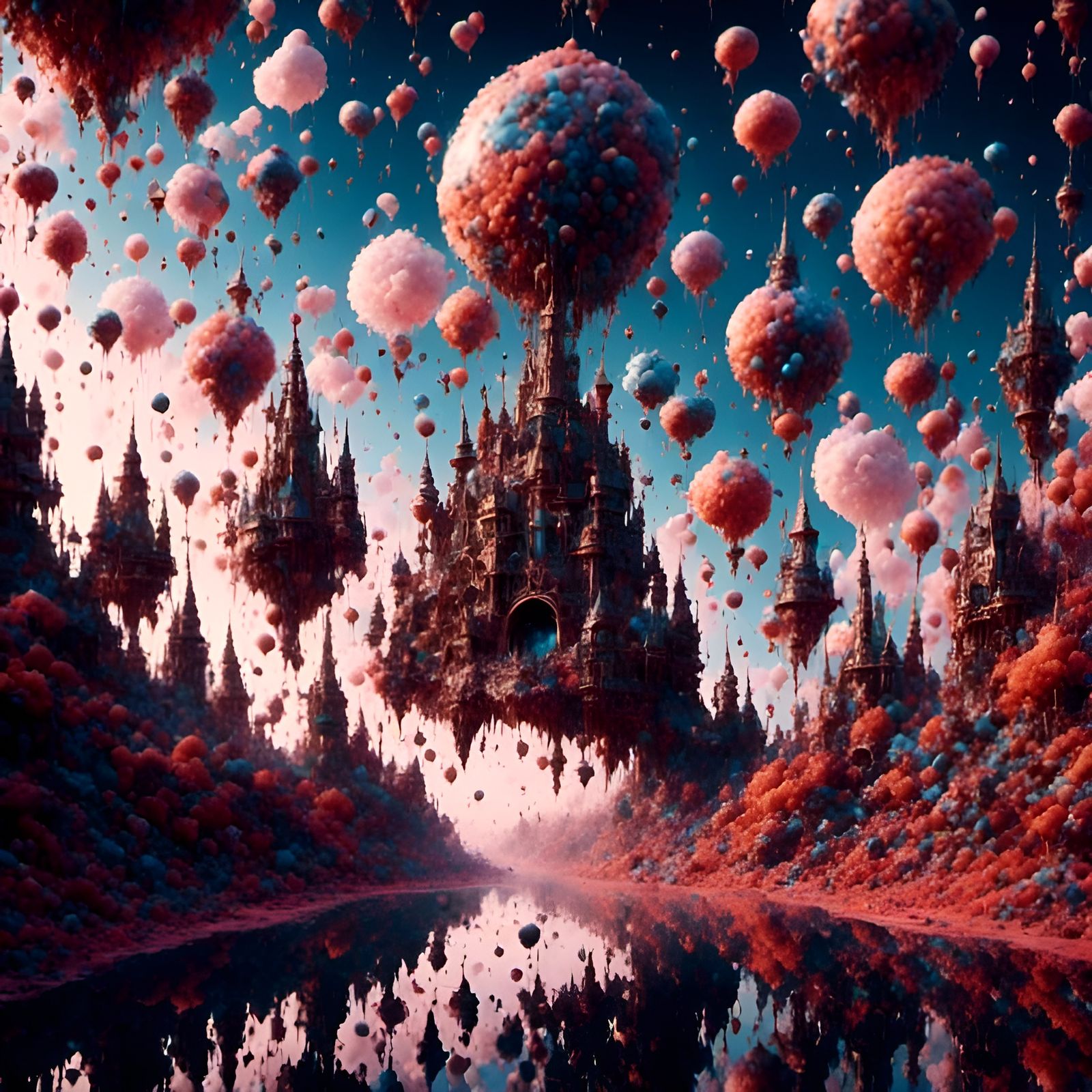 Floating Castle in Dreamlike Style