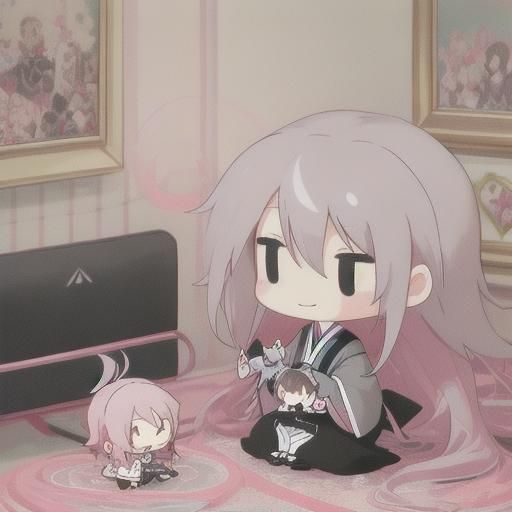 Charming Chibi Boy in Art Deco Kawaii Style