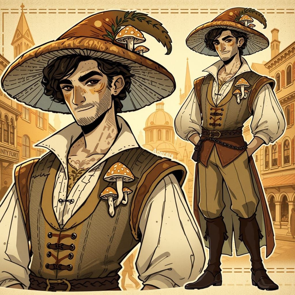 Whimsical Fantasy Cartoon of a Hedge-Wizard in Dairy