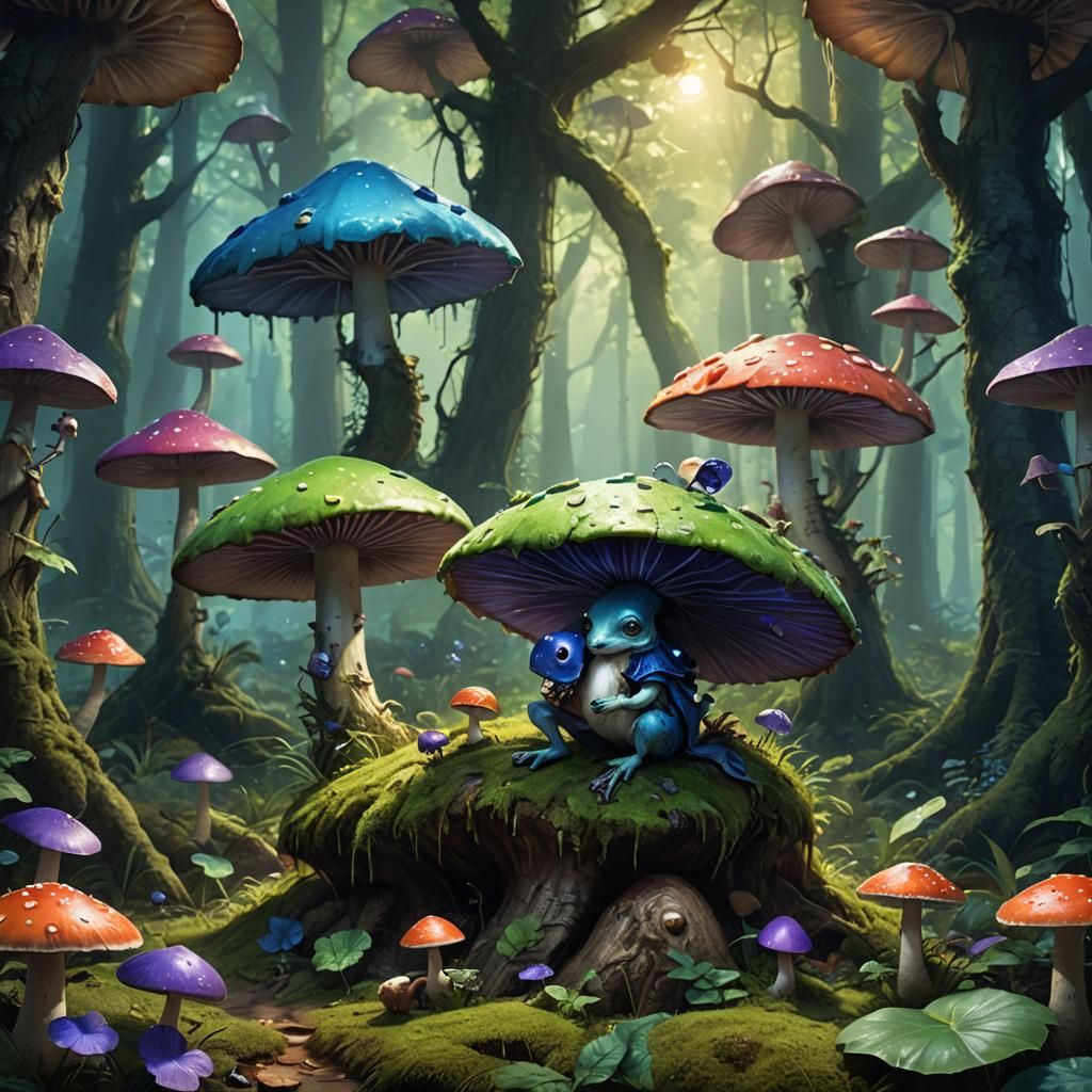 Mykonid Creature in Forest: a Matte Painting