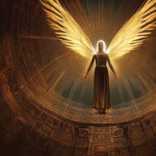 Majestic Angel with Golden Light, Digital Painting