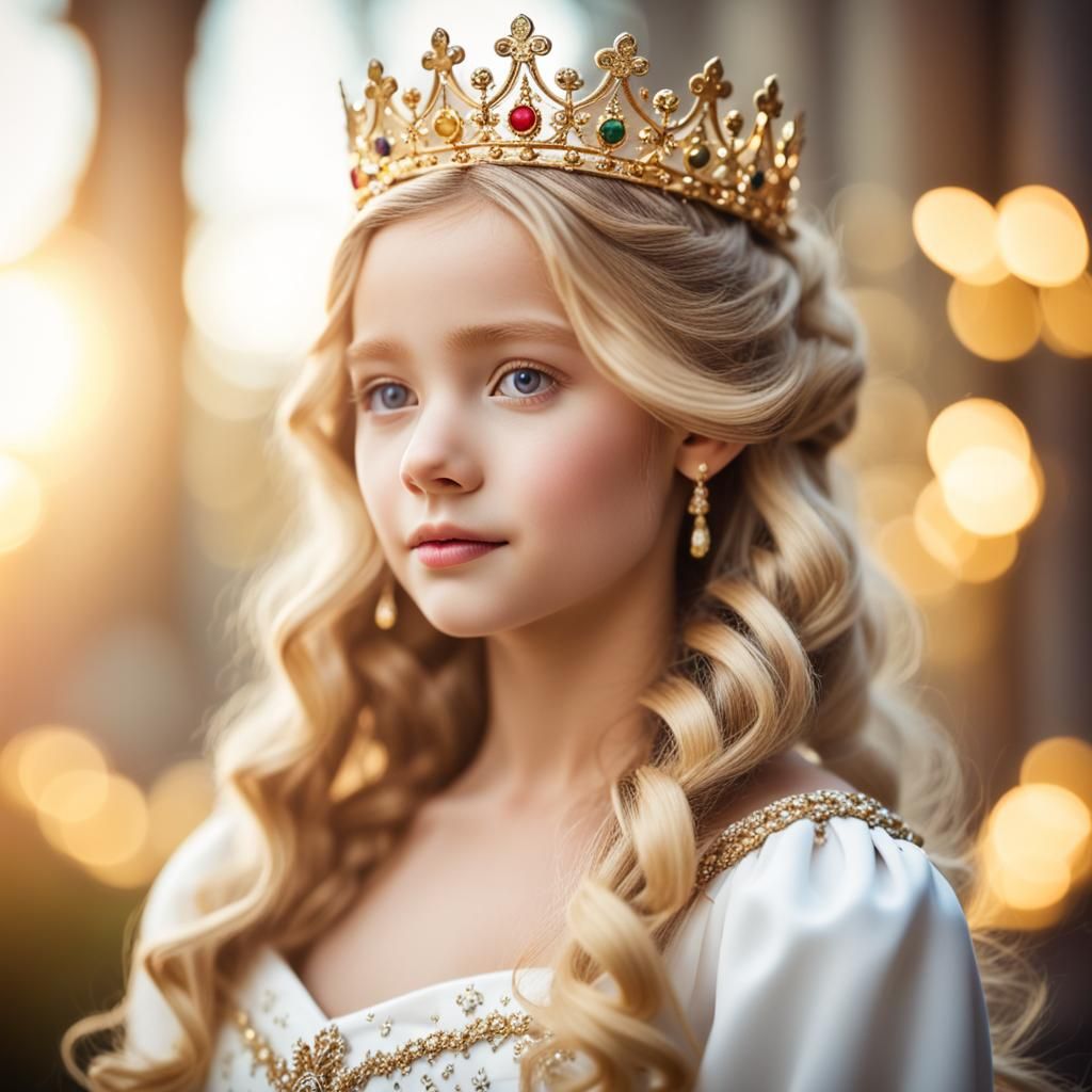 Elegant Princess Portrait with Golden Crown