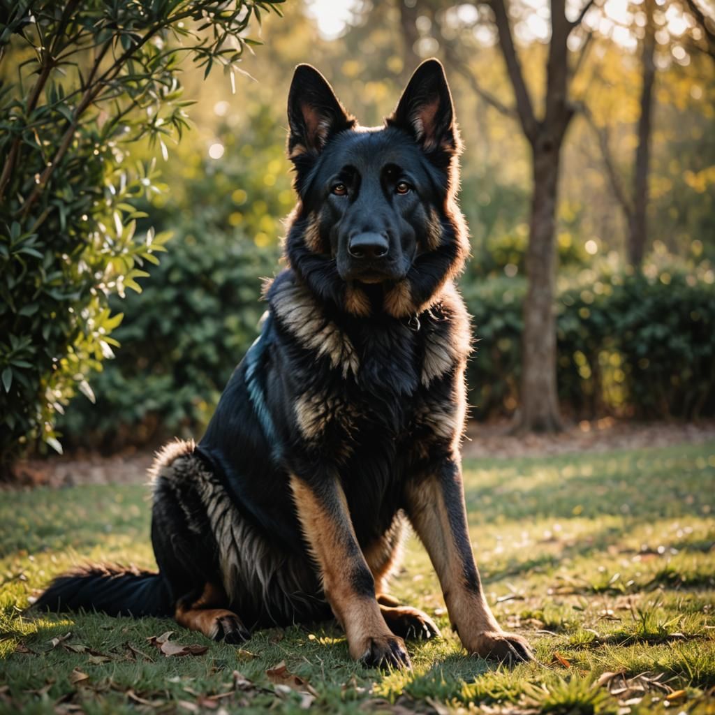 Black Sable German Shepherd in Natural Light