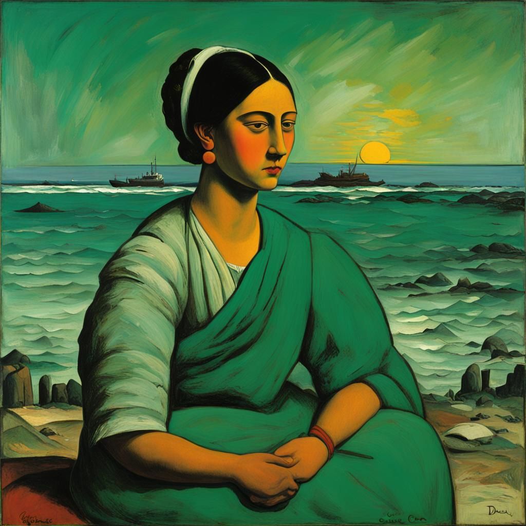 Blind Girl with Star, in Surrealist Style