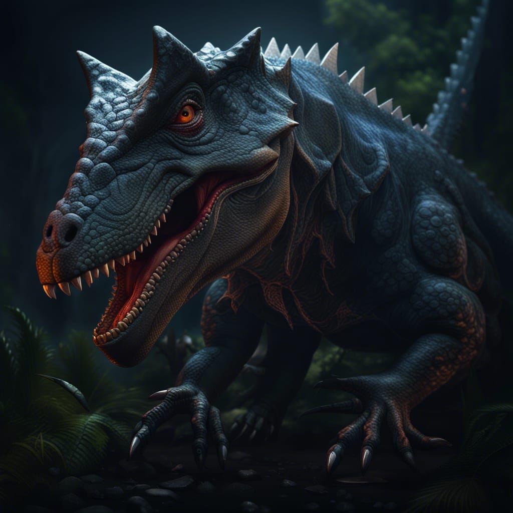 Hyperdetailed Dinosaur Concept Art in Dark Fantasy Style