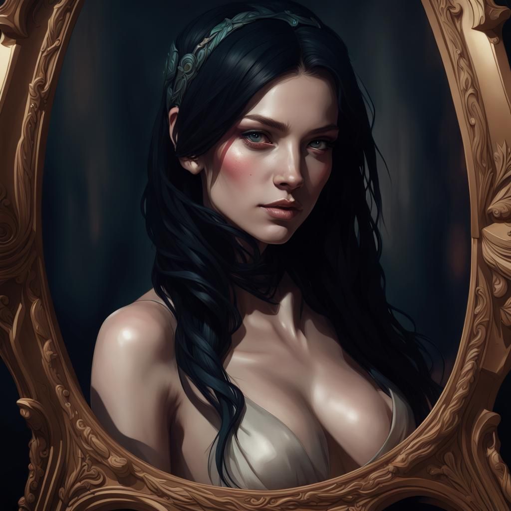 Detailed Portrait in Art Nouveau Style