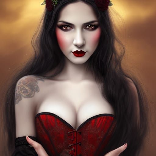 Stunning Woman with Roses in Anne Stone Style