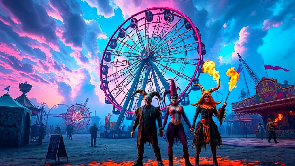 Vibrant Carnival in Wonderland: A Hyper-Surreal Masterpiece