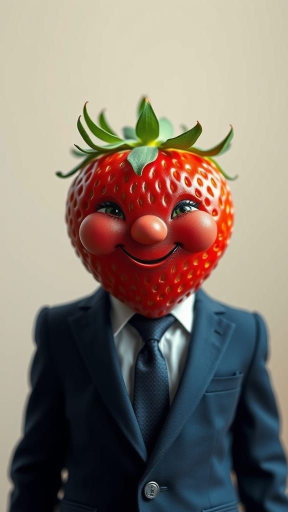 Charismatic Strawberry in Navy Blue Suit