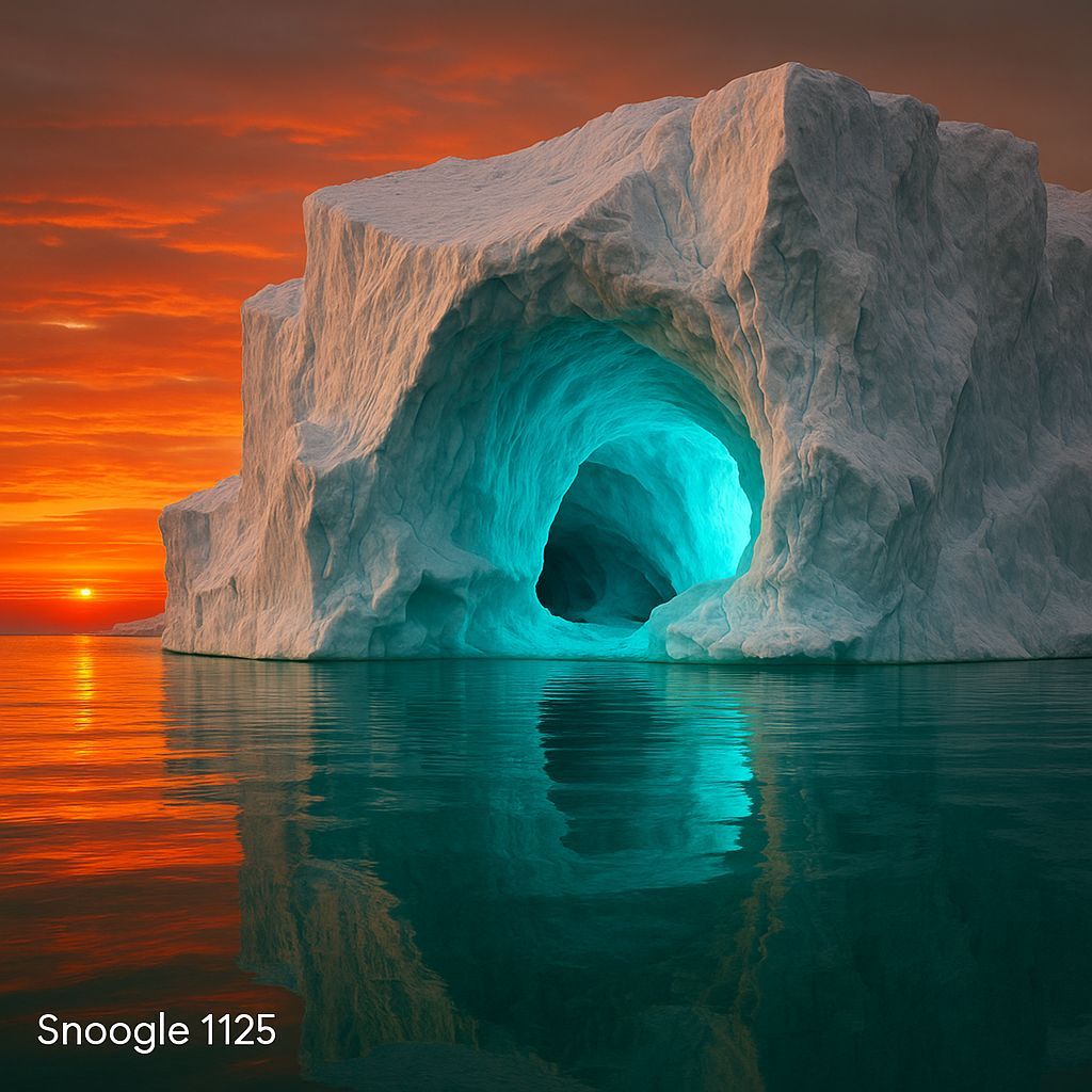 Massive Glacier Cave at Sunset