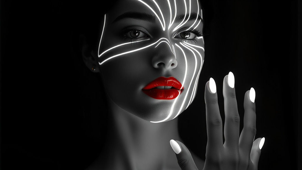 Geometric Monochrome Portrait in Oil Painting Style