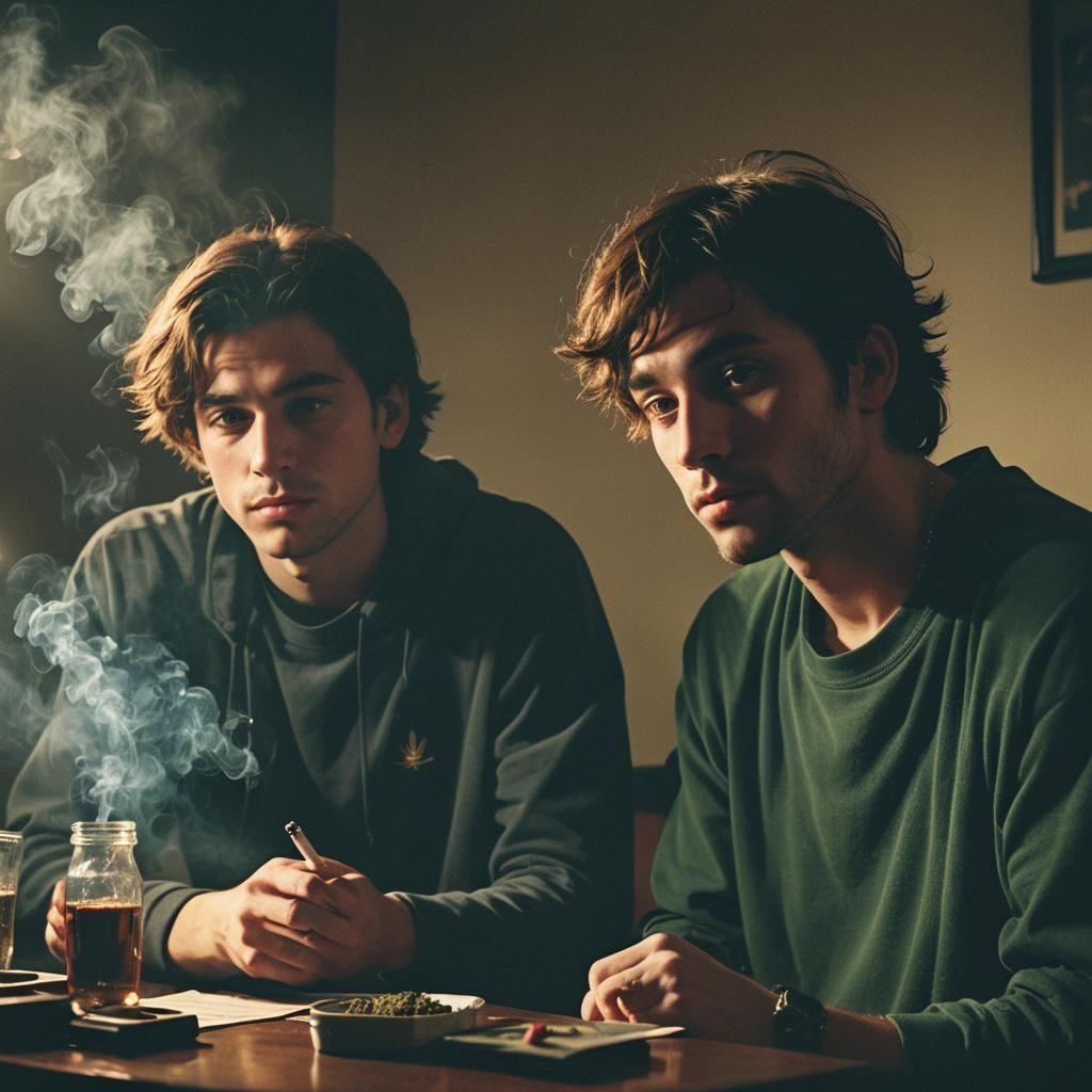 Handsome emo males smoking weed