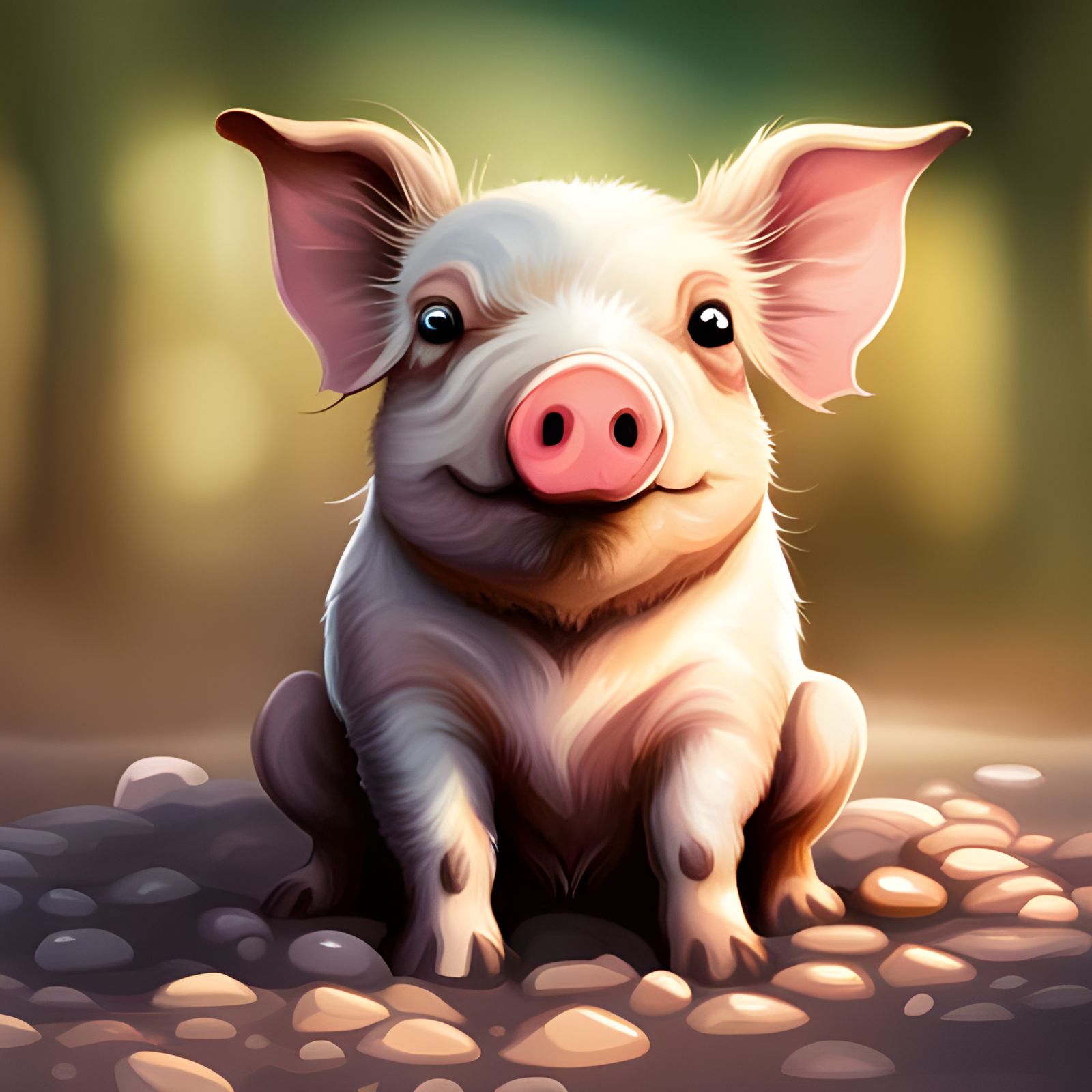 Chibi Polka-Dot Pig Portrait in Mud