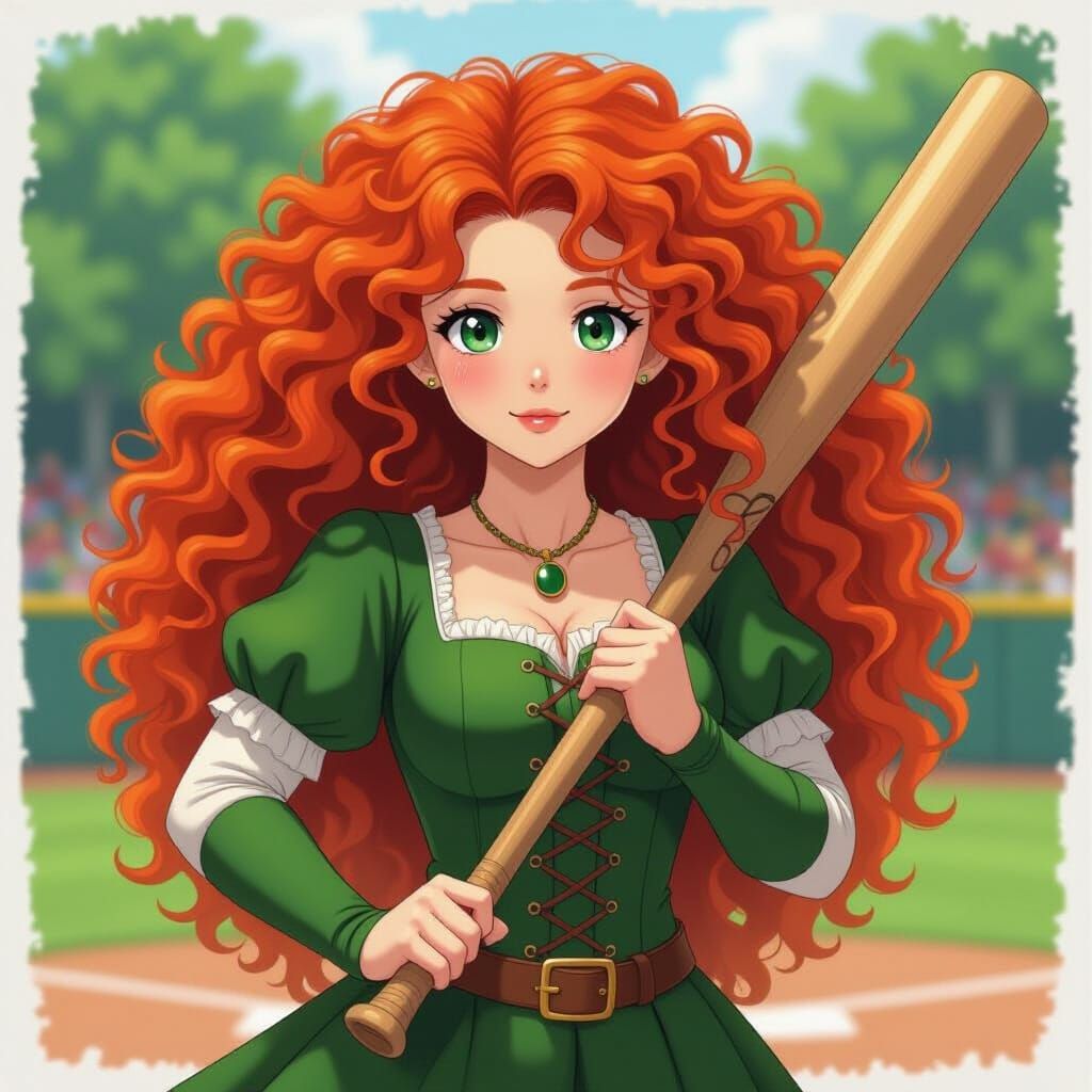 Hyperrealistic Anime Princess Merida Plays Baseball