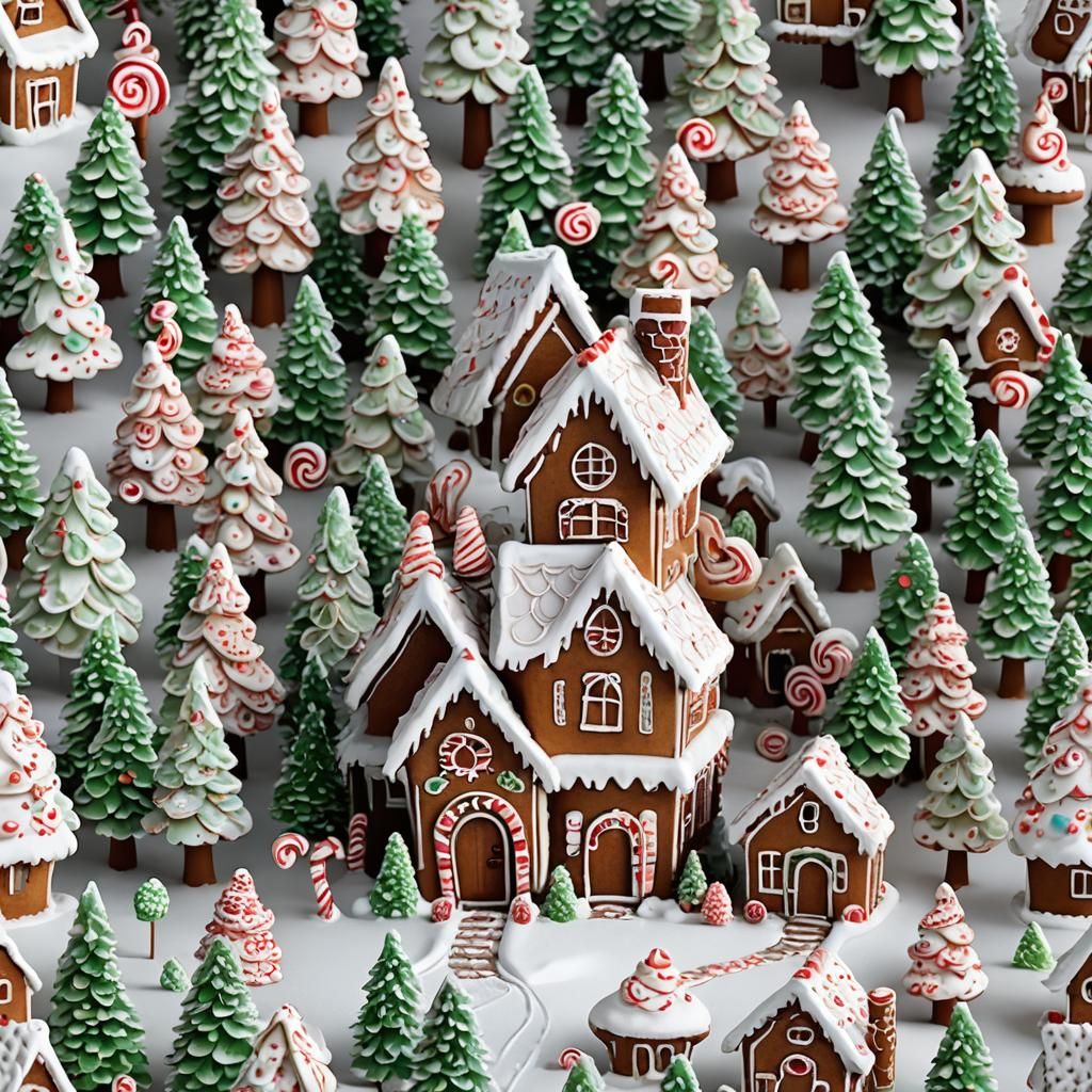 Detailed Gingerbread House in Winter Wonderland