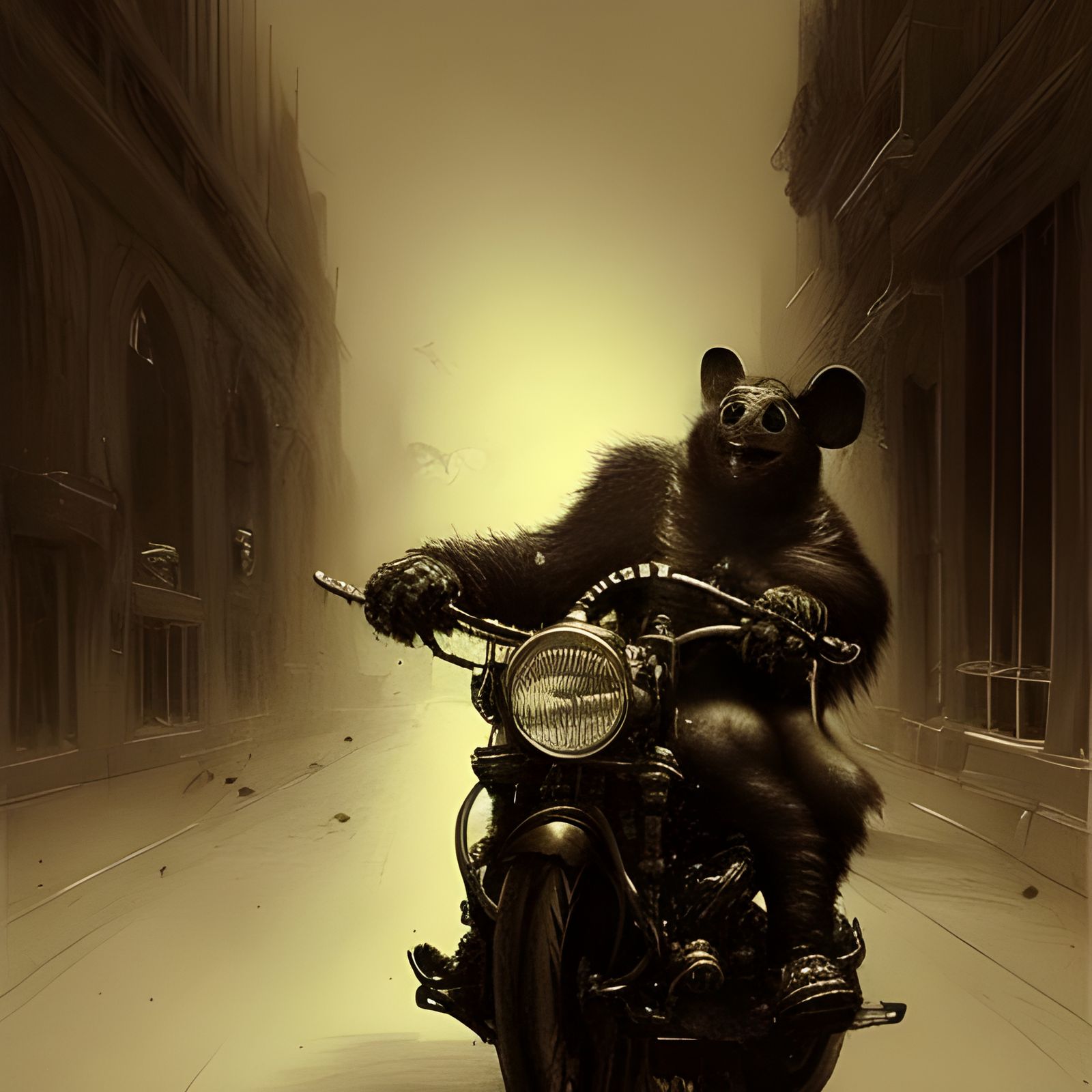 Mouse Monster Rides Through Las Vegas: Horror Art