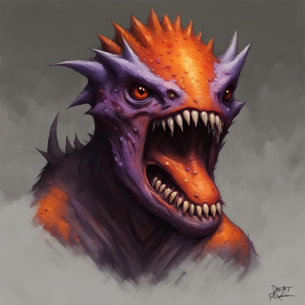 Detailed Portrait of a Fantastic Monster in Splash Art Style