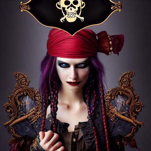 Pirate Vampire Woman in Detailed Art Nouveau Style