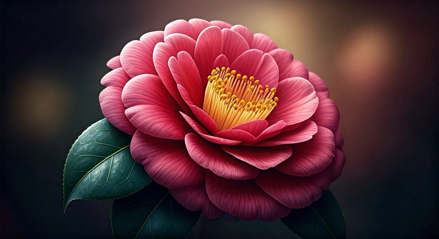 Hyperrealistic Middlemist Red Camellia in Concept Art Style