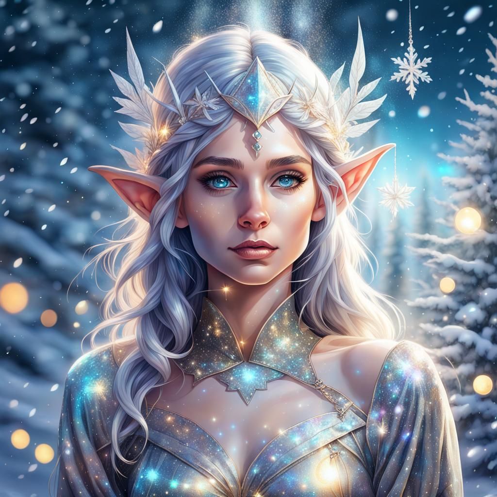 Winter Elf in Astral Illustration Style