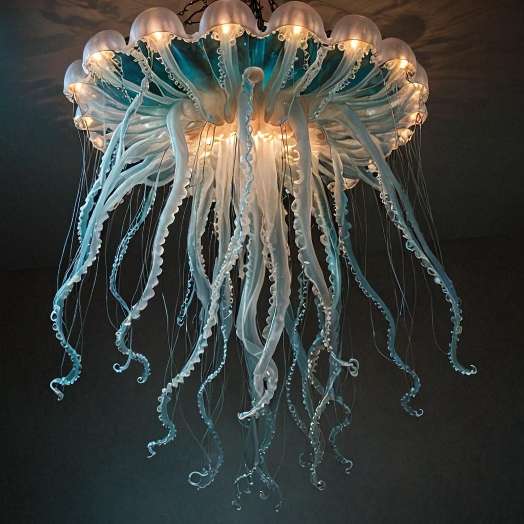 Luminous Jellyfish Chandelier with Drifting Tentacles