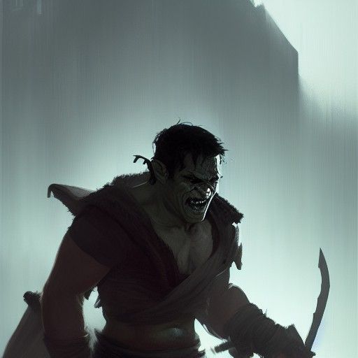 Hyperrealistic Half-Orc Rogue Concept Art