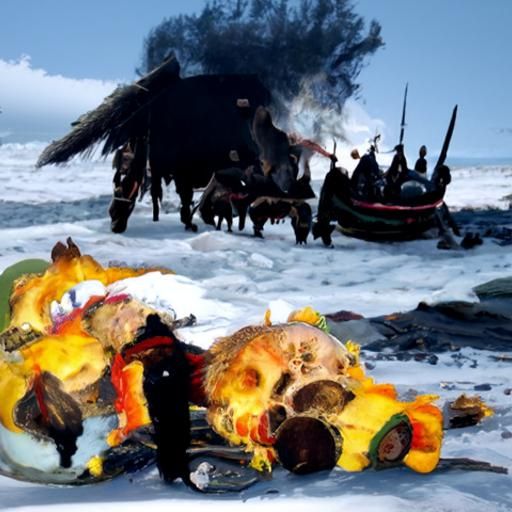Arctic Shoreline Viking Funeral Sunset