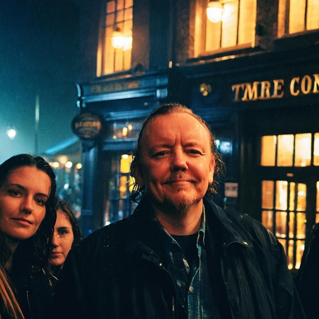 Rainy Night at the Pub: A Cinematic Film Still
