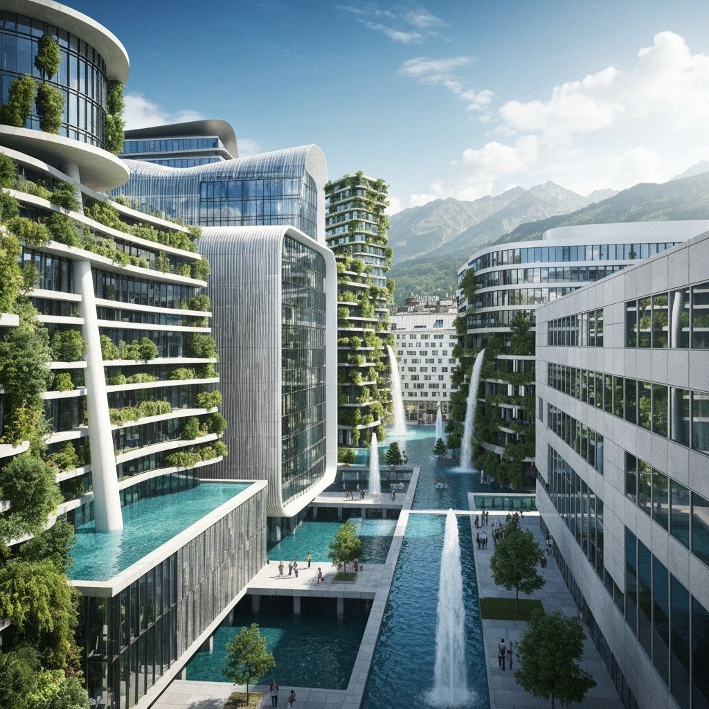 Innsbruck Cityscape with Vertical Gardens in Photorealistic ...