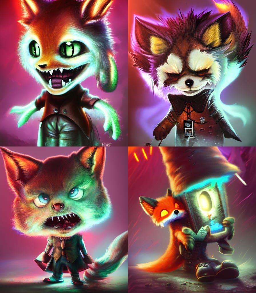 Chibi Jack the Ripper Fox in Digital Concept Art
