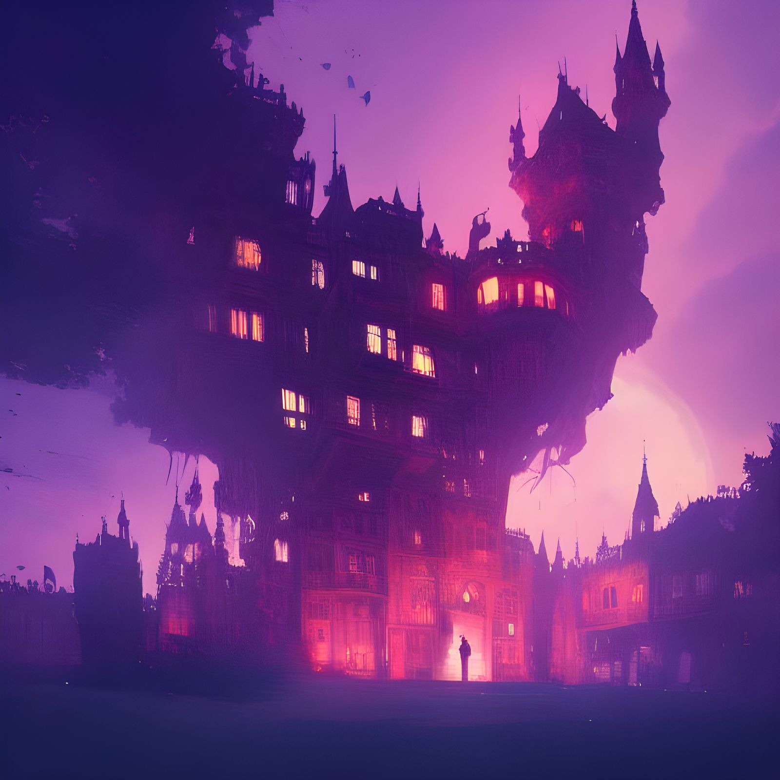 Hyperdetailed Castle Illustration with Volumetric Lighting