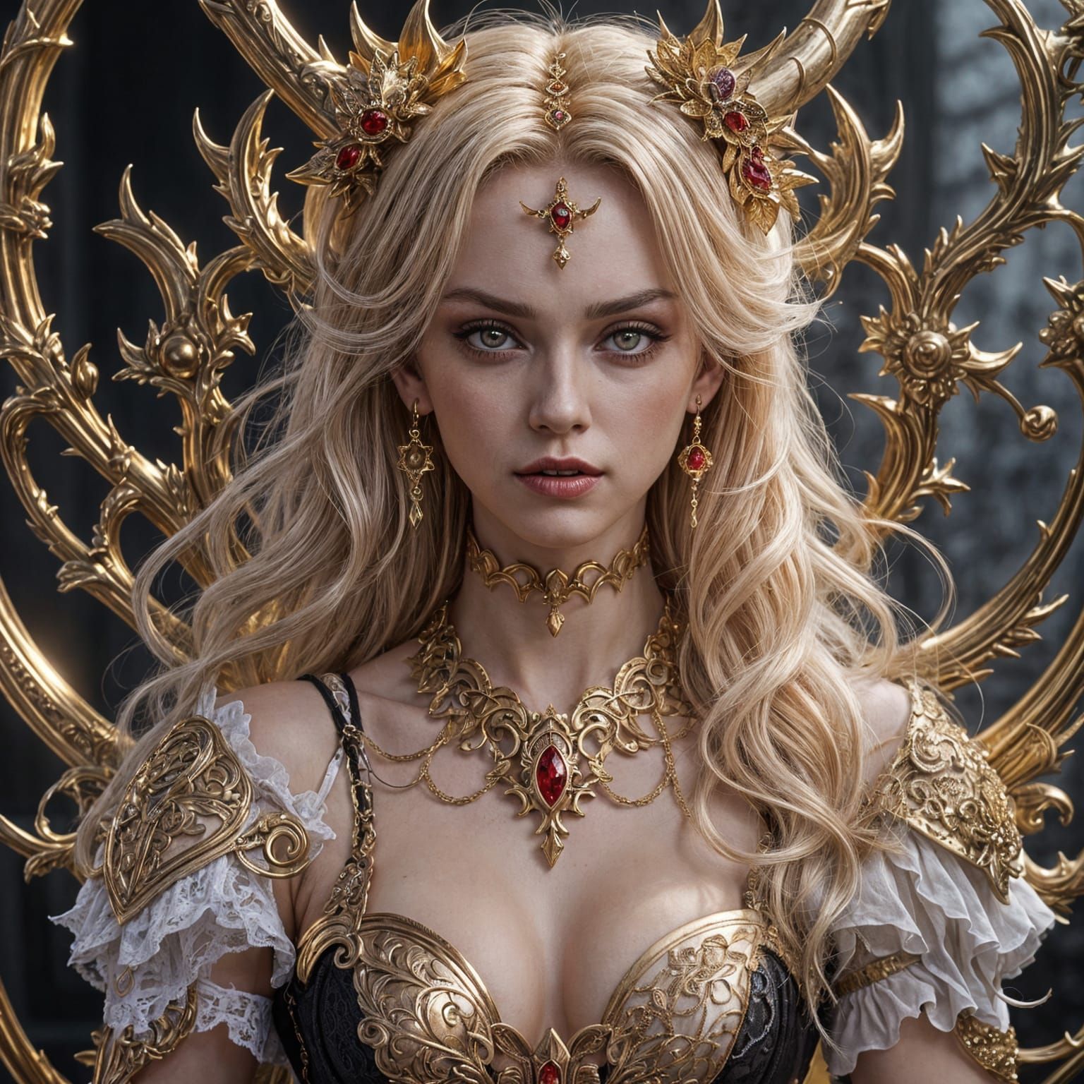 Stunning Blonde Demoness in Detailed Corset: 3D Anime Art