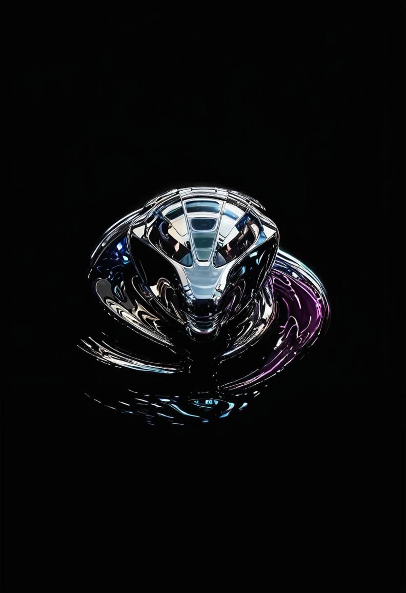 Chrome Cityscape Reflection in Hyperrealistic Macro Photogra...